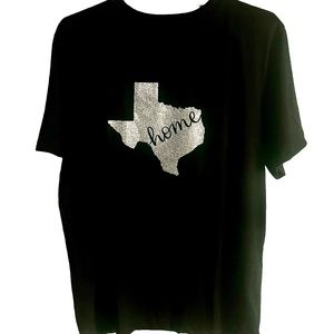 Texas T-shirt with Silver Glitter Graphics; Lady’s Size Large